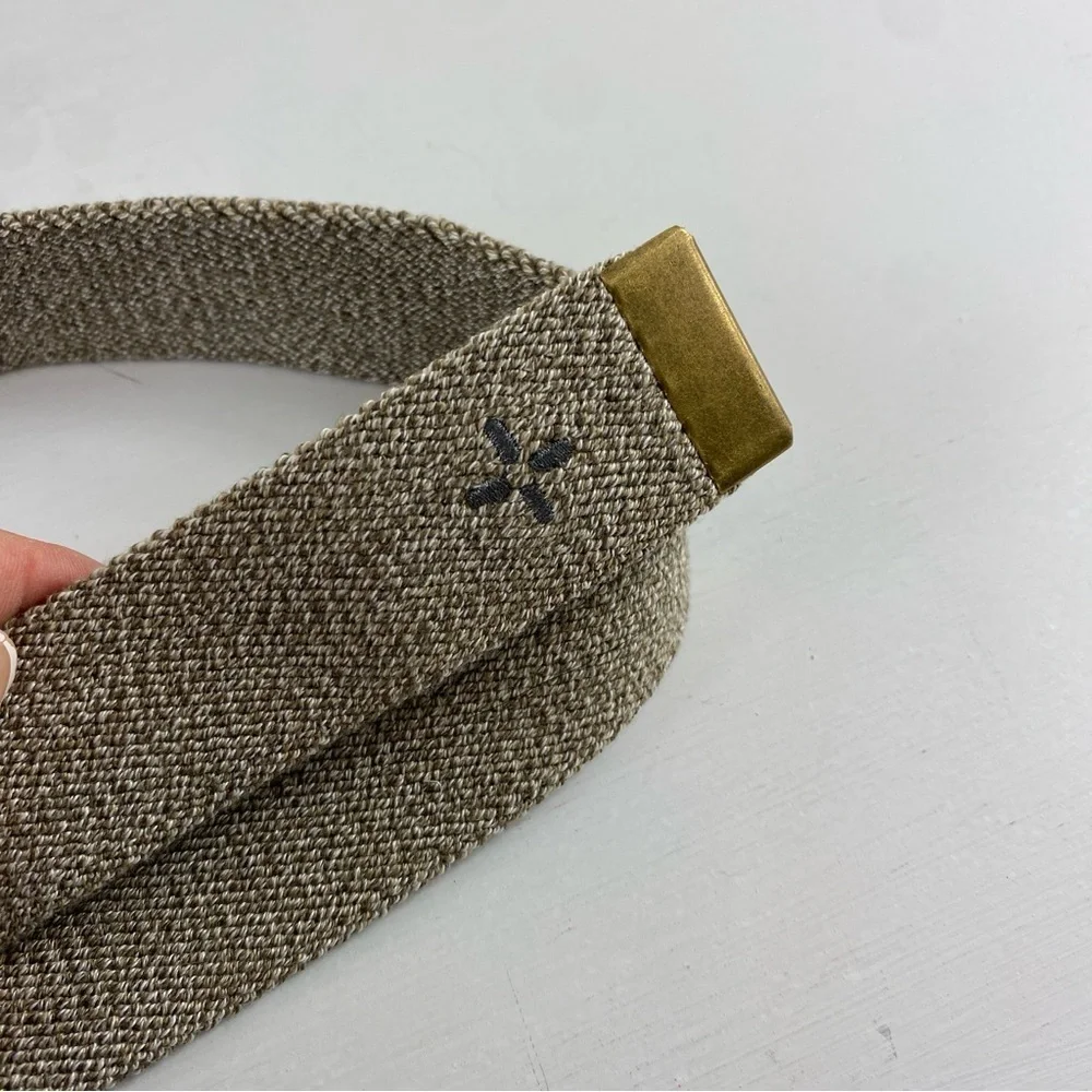 Sun + Stone Men’s Heathered Tan Stretchy Textured Belt with Metallic Buckle XL‎